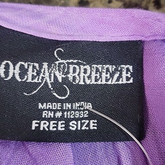 Ocean Breeze Purple Floral Sleeveless Dress, Swim Suit Cover Up. Free Size - Picture 6 of 6